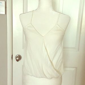White spaghetti strap crossover tank top
